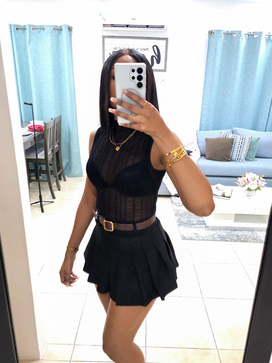 Straight Lines Sheer Bodysuit